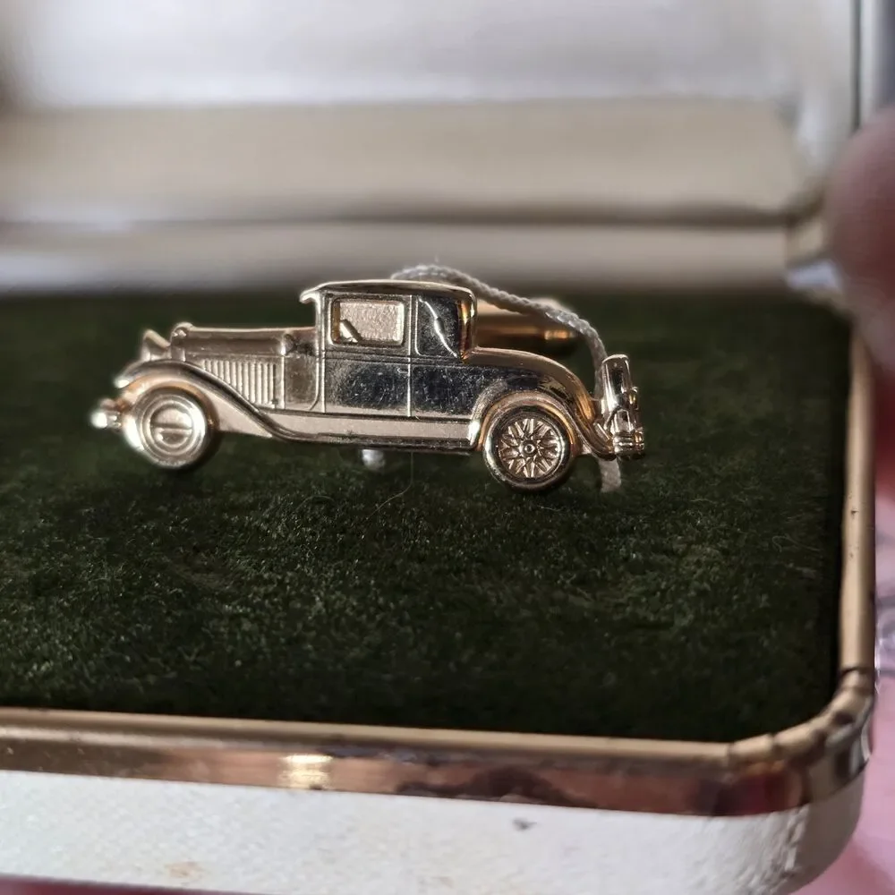 Vintage Cufflinks Gold Sports Antique Car Classic Model A Men's Formal Wear MCM